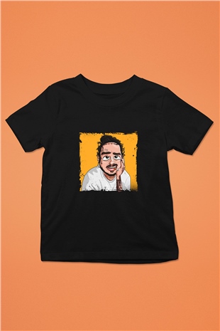 Post Malone Baskılı Unisex Siyah Çocuk Tişört