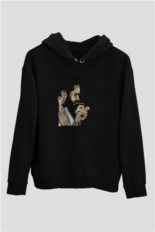 Post Malone Baskılı Unisex Siyah Hoodie