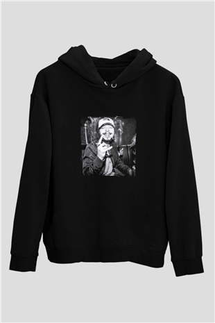Post Malone Baskılı Unisex Siyah Hoodie