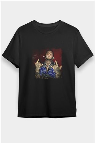 Post Malone Baskılı Unisex Siyah Tişört