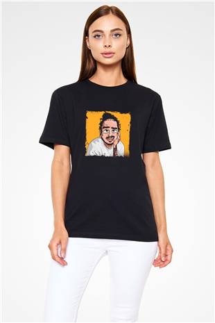 Post Malone Baskılı Unisex Siyah Tişört