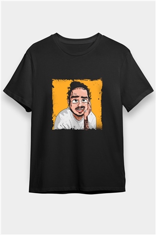 Post Malone Baskılı Unisex Siyah Tişört
