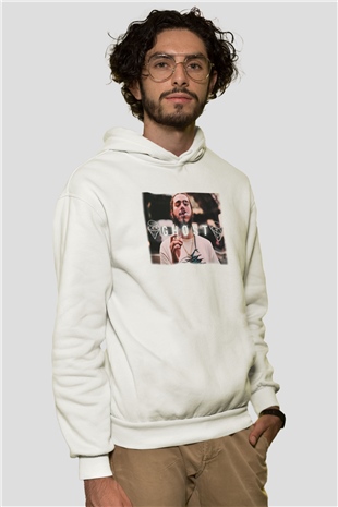 Post Malone Beyaz Unisex Kapşonlu Sweatshirt