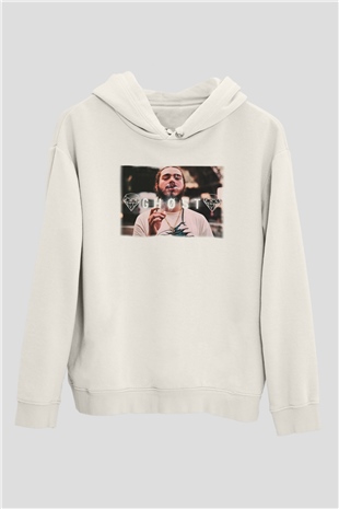 Post Malone Beyaz Unisex Kapşonlu Sweatshirt