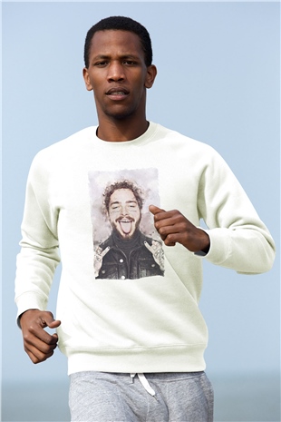 Post Malone Beyaz Unisex Sweatshirt