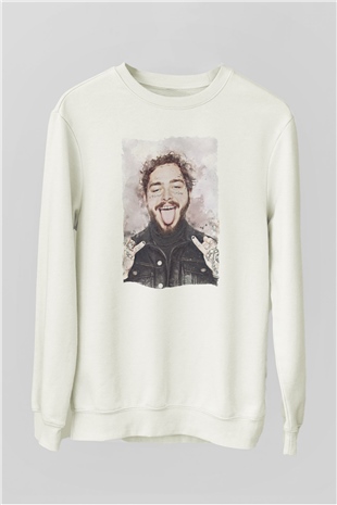Post Malone Beyaz Unisex Sweatshirt