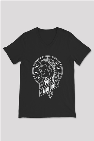 Post Malone Siyah Unisex V Yaka Tişört T-Shirt