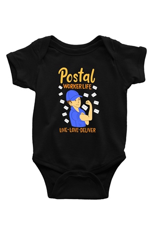 Postacı Siyah Bebek Body - Zıbın