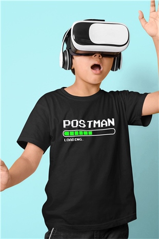 Postacı Siyah Unisex Çocuk Tişört