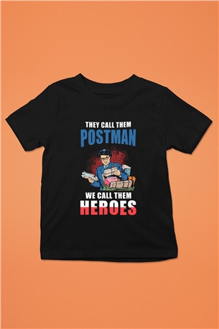 Postacı Siyah Unisex Çocuk Tişört