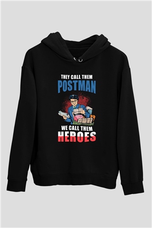 Postacı Siyah Unisex Kapüşonlu Sweatshirt