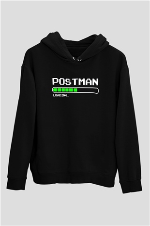Postacı Siyah Unisex Kapüşonlu Sweatshirt