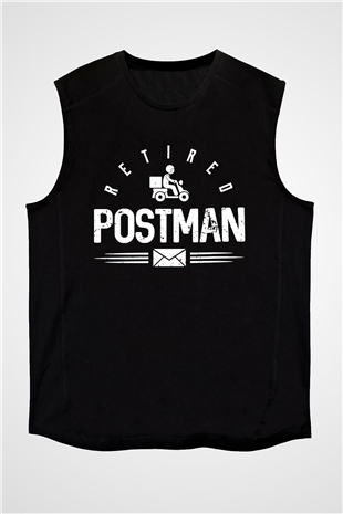 Postacı Siyah Unisex Kolsuz Tişört