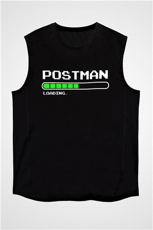 Postacı Siyah Unisex Kolsuz Tişört