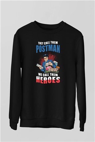 Postacı Siyah Unisex Sweatshirt