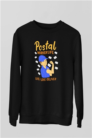 Postacı Siyah Unisex Sweatshirt