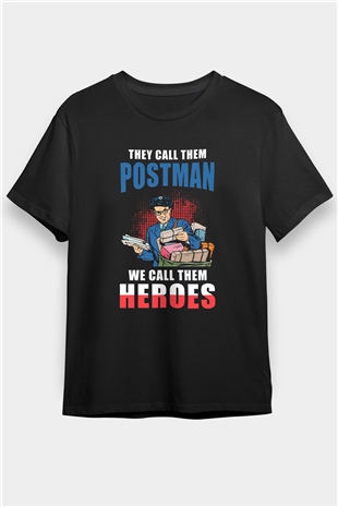 Postacı Siyah Unisex Tişört T-Shirt - TişörtFabrikası