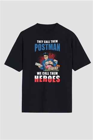 Postacı Siyah Oversize Tişört Oversize T-shirt - TişörtFabrikası