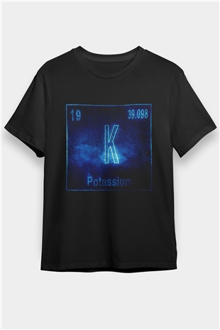 Potasyum Atom Numarası Baskılı Unisex Siyah Tişört