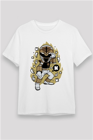 Power Ranger Baskılı Beyaz Unisex Tshirt