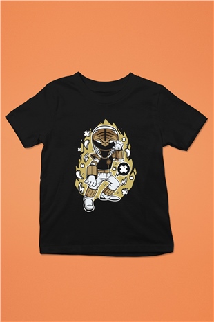 Power Ranger Baskılı Siyah Çocuk Unisex Tshirt