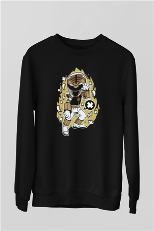 Power Ranger Baskılı Siyah Unisex Tshirt