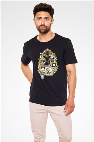 Power Ranger Baskılı Siyah Unisex Tshirt
