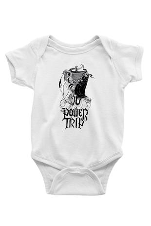 Power Trip Baskılı Beyaz Unisex Bebek Body - Zıbın