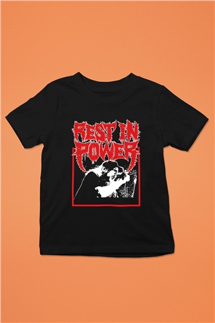 Power Trip Baskılı Unisex Siyah Çocuk Tişört - Tshirt