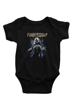 Powerwolf Baskılı Unisex Siyah Bebek Body - Zıbın