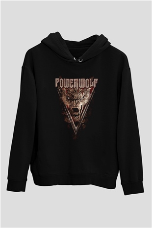 Powerwolf Baskılı Unisex Siyah Kapüşonlu Sweatshirt