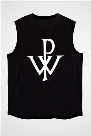 Powerwolf Baskılı Unisex Siyah Kolsuz Tişört - Tshirt