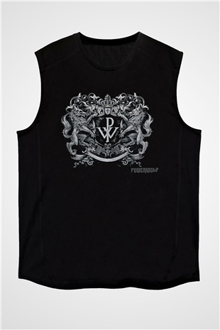 Powerwolf Baskılı Unisex Siyah Kolsuz Tişört - Tshirt