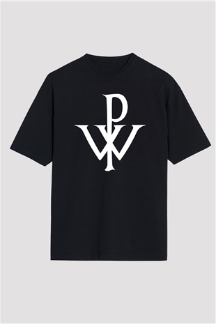 Powerwolf Baskılı Unisex Siyah Oversize Tişört - Tshirt