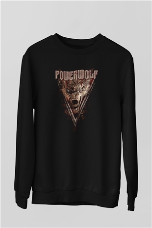 Powerwolf Baskılı Unisex Siyah Sweatshirt