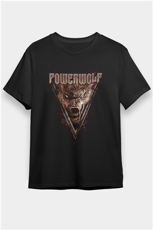Powerwolf Baskılı Unisex Siyah Tişört - Tshirt