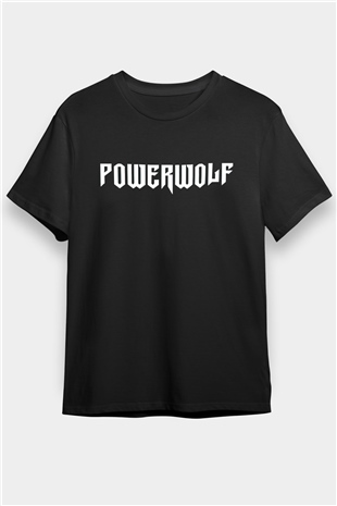 Powerwolf Baskılı Unisex Siyah Tişört - Tshirt
