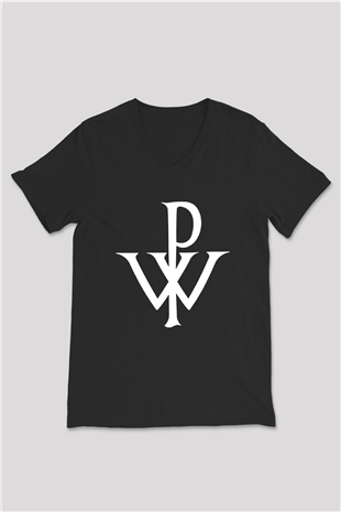 Powerwolf Baskılı Unisex Siyah V Yaka Tişört - Tshirt