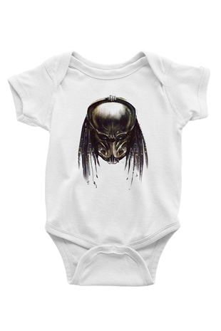 Predator Baskılı Beyaz Unisex Bebek Body - Zıbın