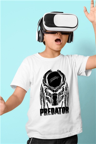 Predator Baskılı Beyaz Unisex Çocuk Tişört
