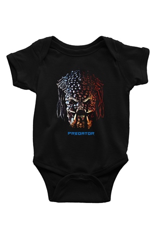 Predator Baskılı Siyah Bebek Body - Zıbın