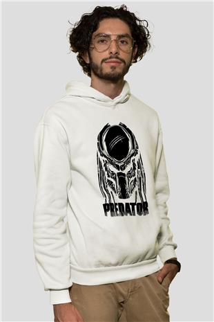 Predator Beyaz Unisex Kapşonlu Sweatshirt