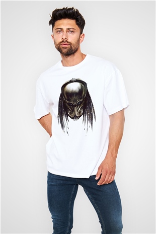Predator Beyaz Unisex Oversize Tişört T-Shirt