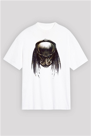Predator Beyaz Unisex Oversize Tişört T-Shirt