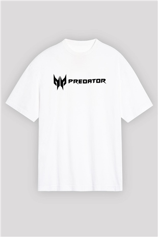 Predator Beyaz Unisex Oversize Tişört T-Shirt