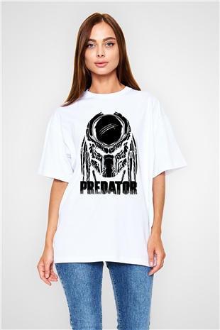 Predator Beyaz Unisex Oversize Tişört