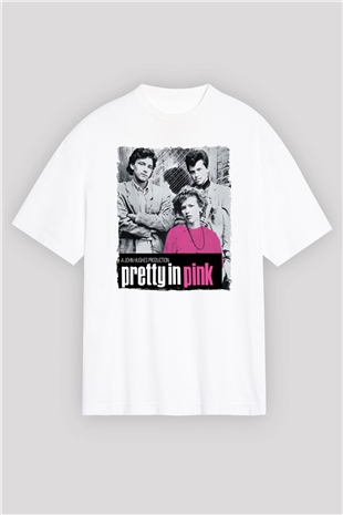 Pretty in Pink Beyaz Oversize Tişört
