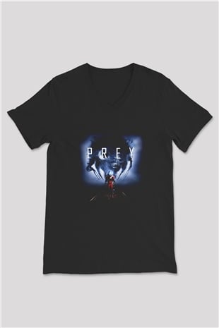 Prey Siyah Unisex V Yaka Tişört T-Shirt