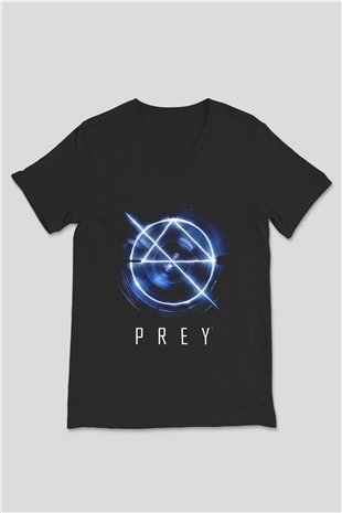 Prey Siyah Unisex V Yaka Tişört T-Shirt