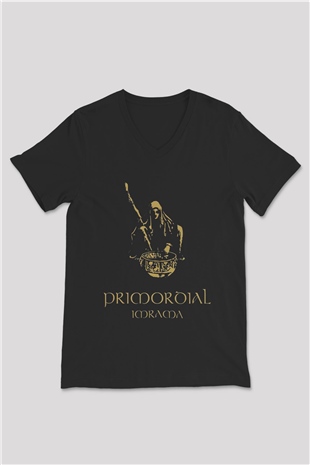 Primordial Siyah Unisex V Yaka Tişört T-Shirt
